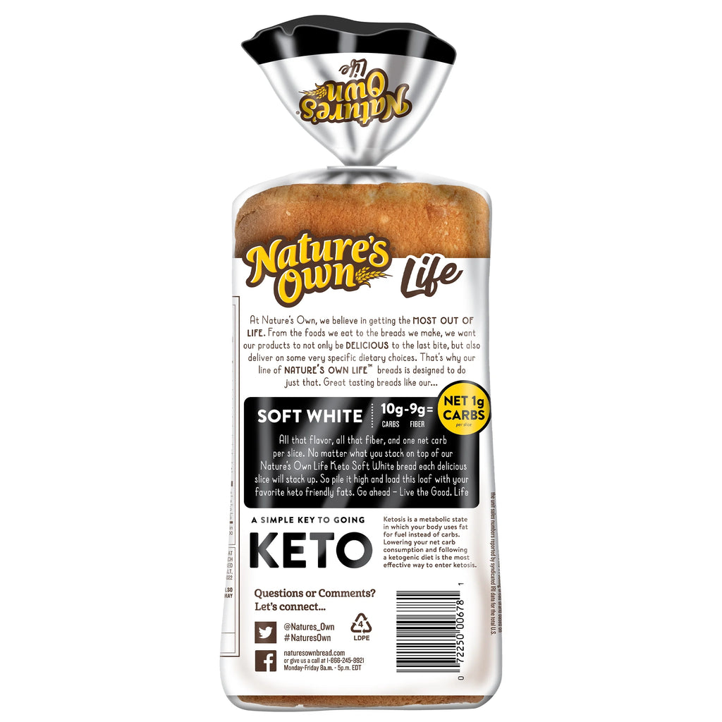 Life Keto Soft White Bread, Net 1 Carb Sliced White Keto Bread, 16 Oz