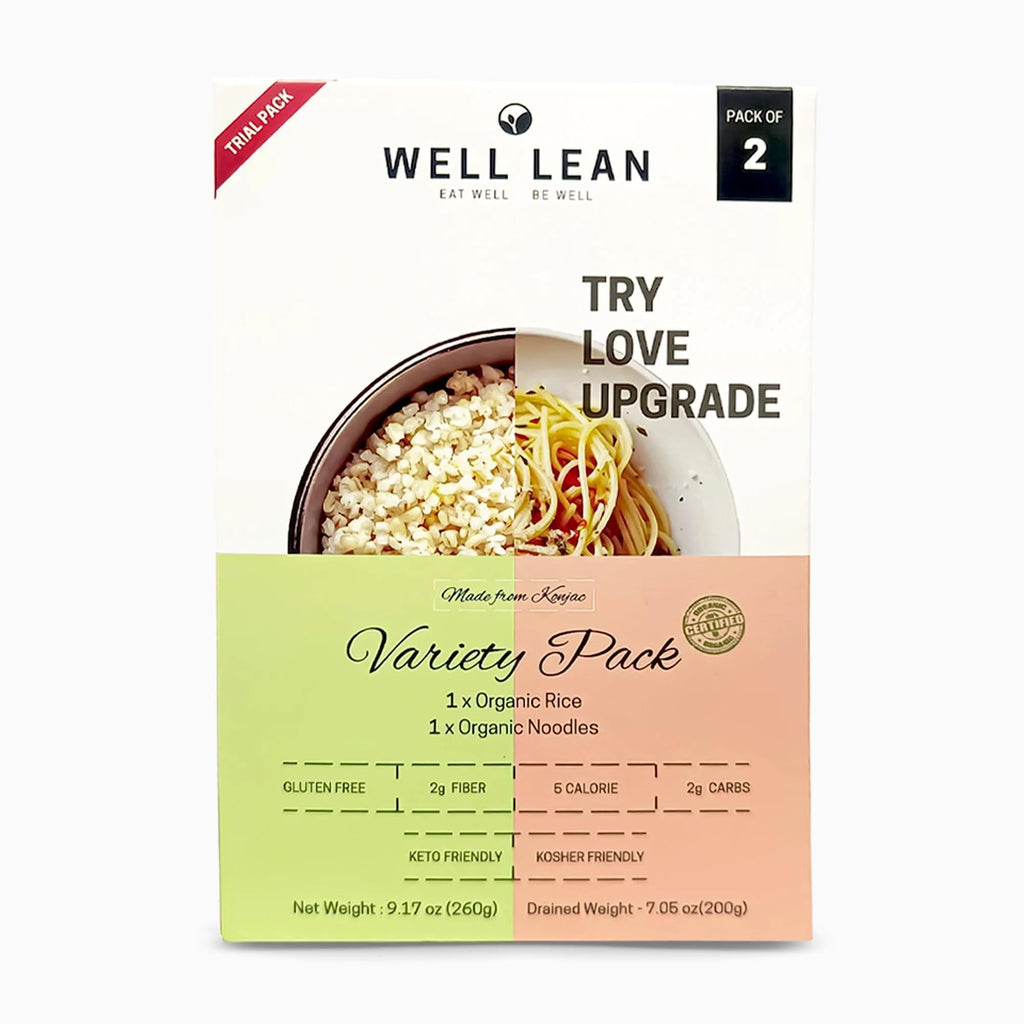 Organic Konjac Noodles & Rice Trial Set (2 Pack) Low Carb Keto Friendly Plant Based 100% USDA Organic Shirataki Healthy & Guilt Free