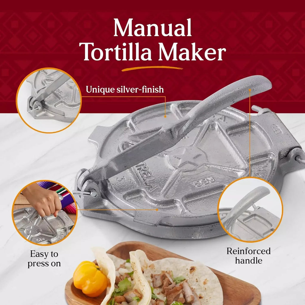 Estrella (7.5 Inch) Cast Iron Tortilla Press and Tostonera, Perfect for Mexican