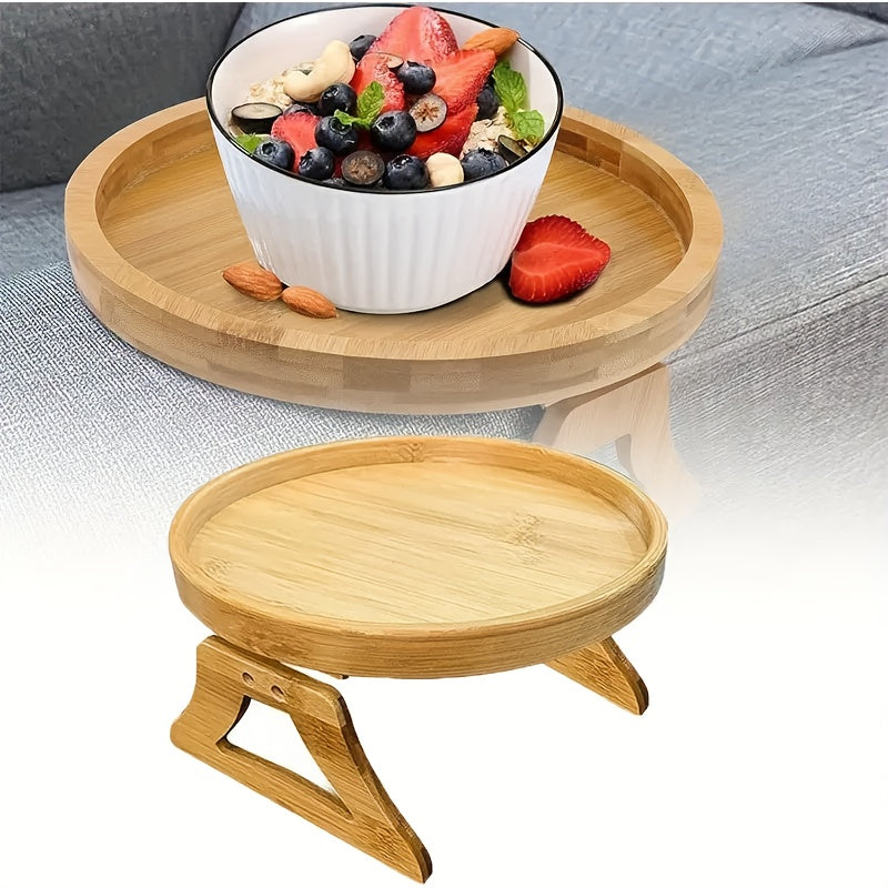 [1pc Sturdy Bamboo Sofa Tray] 1pc, Bamboo Sofa Armrest Clip Tray Table, Easy-to-Clean, Space-Saving & Sturdy Design, Ideal For Drinks/Snacks Storage, Perfect Gift For Loved Ones, Hassle-Free Installation Wooden Couch Organize Chef's Market