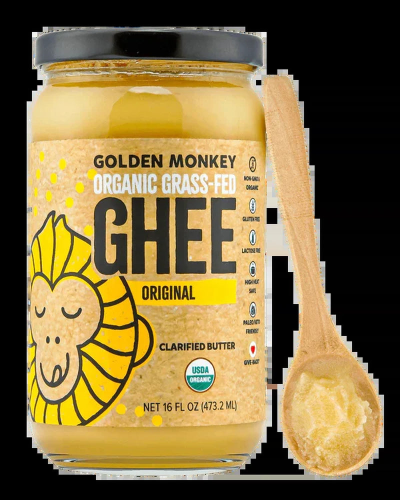 Golden Monkey Ghee Organic Grass-Fed Clarified Butter, Original, 8 Fl Oz