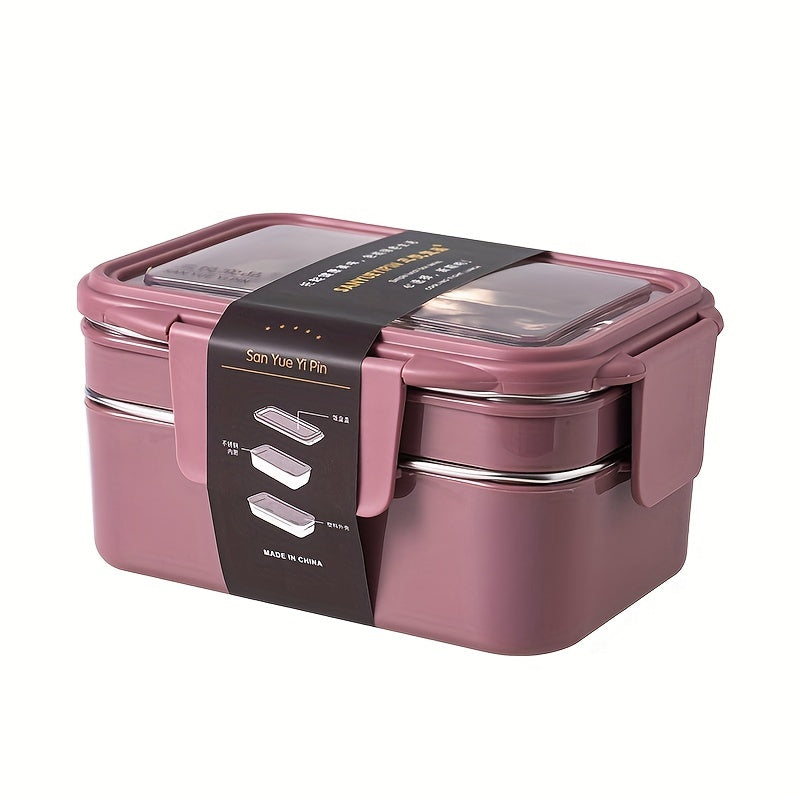 A Portable Stainless Steel Lunch Box with Compartments, Suitable for Office Workers, Square Divided Microwave Bento Box, Leak-Proof Food Container, Ideal for Adults, Kitchen Supplies for Families Chef's Market
