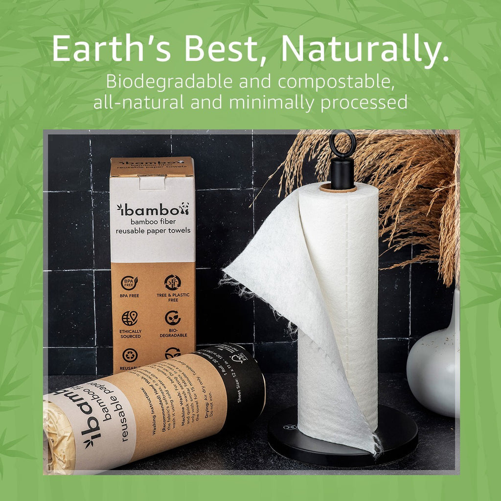 Ibambo Reusable Bamboo Paper Towels - 1 Roll, Ecofriendly, Washable, Sustainable