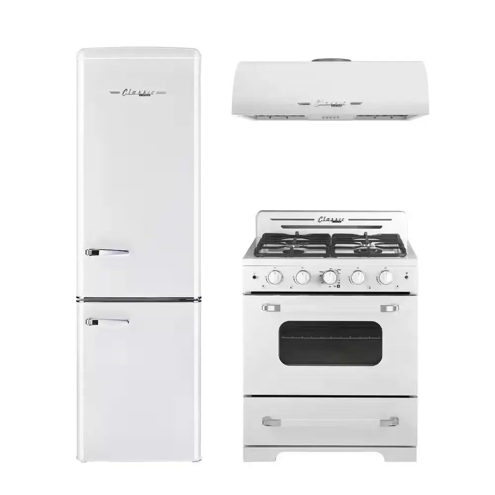 Classic Retro 21.6 In. 8.7 Cu. Ft. Counter Depth Bottom Freezer Refrigerator in Marshmallow White