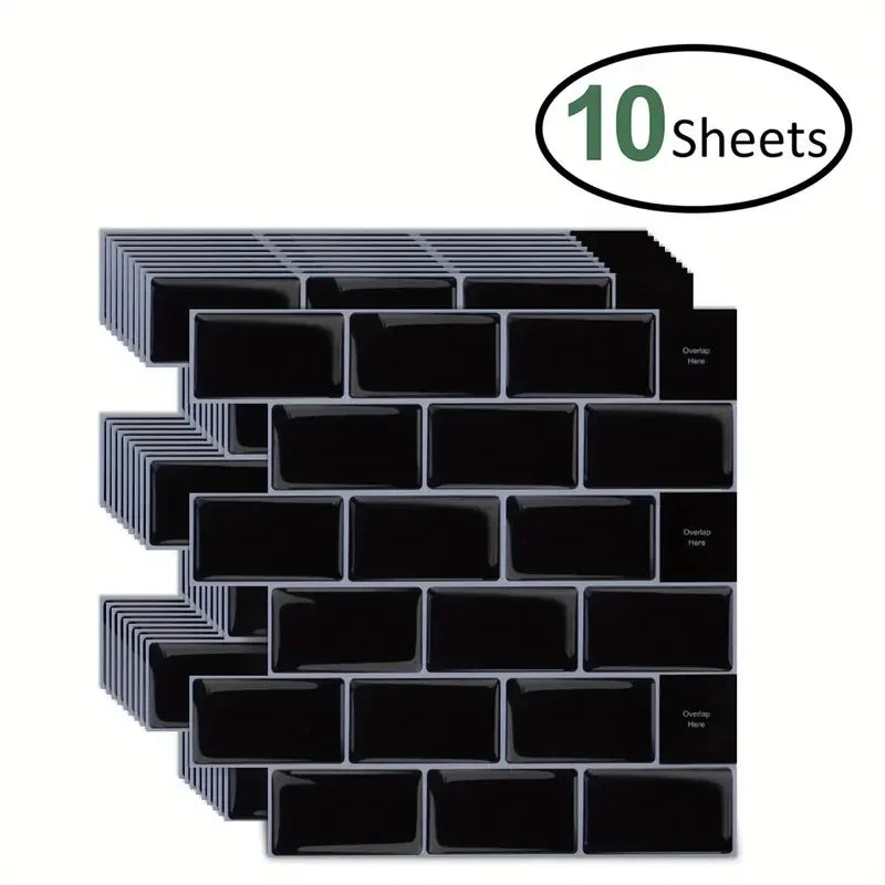 10pcs/set Peel And Stick  Tile Wall Sticker Waterproof Subway Tiles Stick On Tile Backsplash For Kitchen & Bathroom Chef's Market