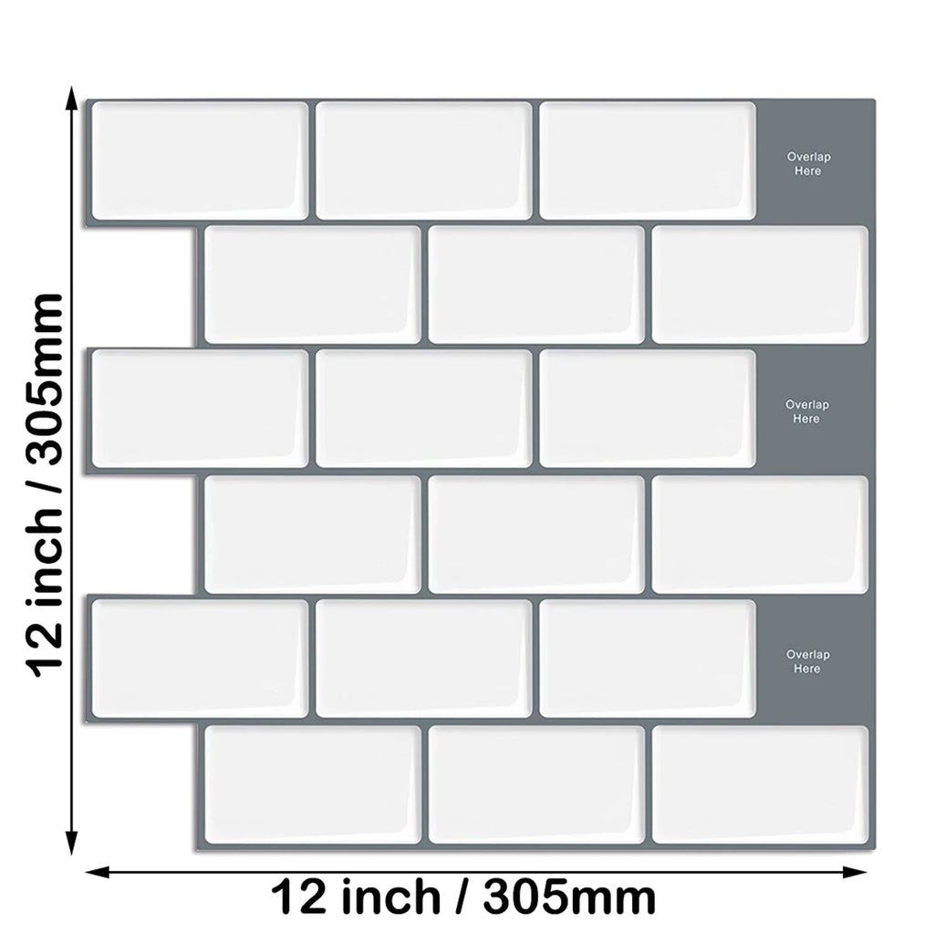 10pcs/set Peel And Stick  Tile Wall Sticker Waterproof Subway Tiles Stick On Tile Backsplash For Kitchen & Bathroom Chef's Market