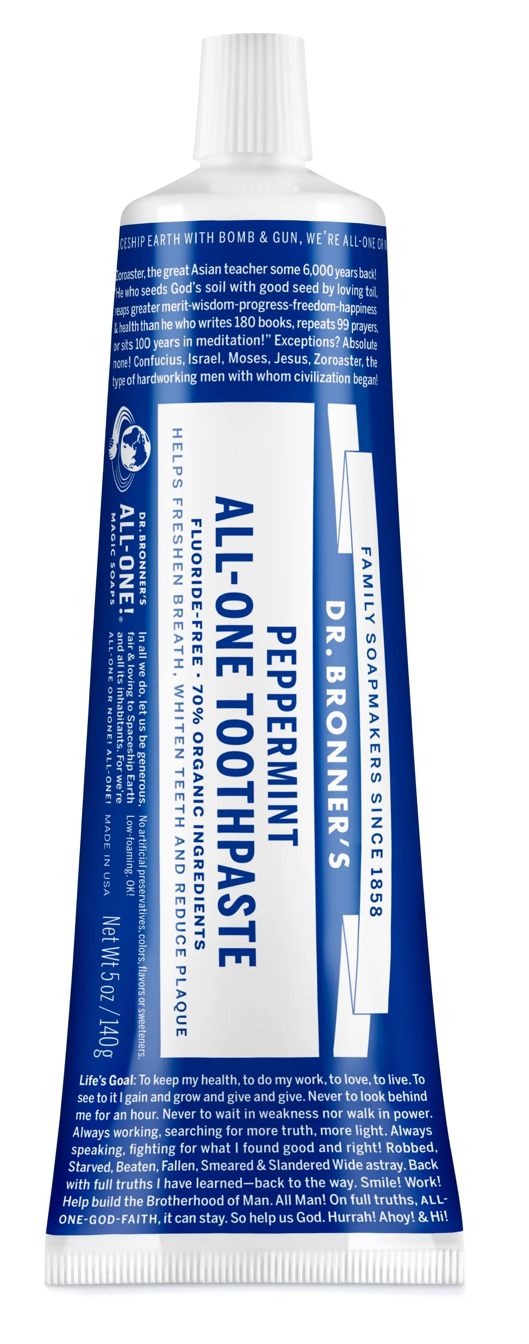 Toothpaste - Peppermint Flavor - 5Oz - Whitening/Natural/70% Organic - All Ages
