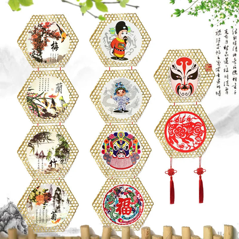 3pcs Hexagonal Bamboo Woven Bamboo Net Meal Mat Bamboo Steaming Mat Kindergarten Manual DIY Pendant Display Christmas Decoration Chef's Market