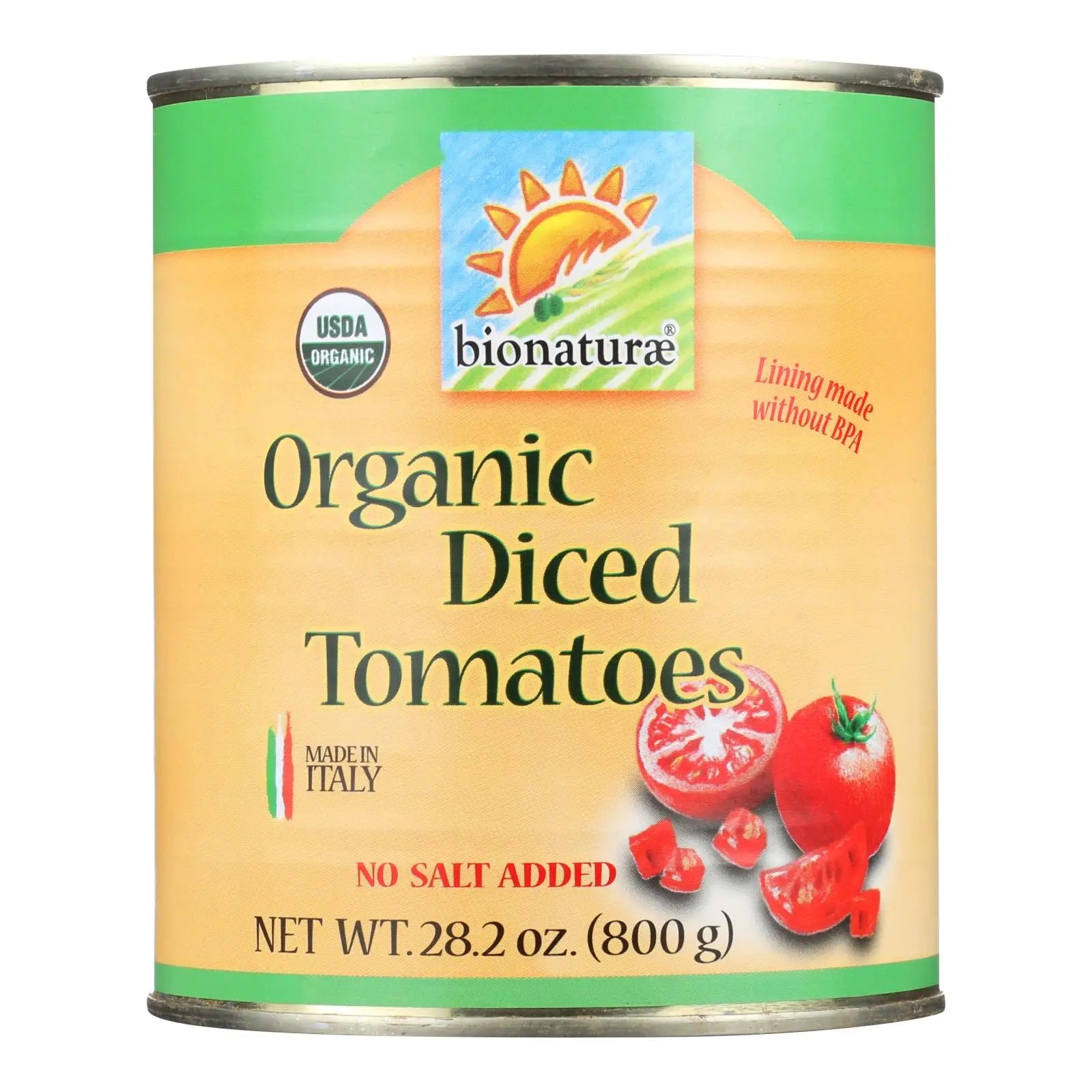 UD2 Bionaturae Organic Diced Tomatoes 28.2 oz Can Case of 12 Canned Vegetables Chef's Market