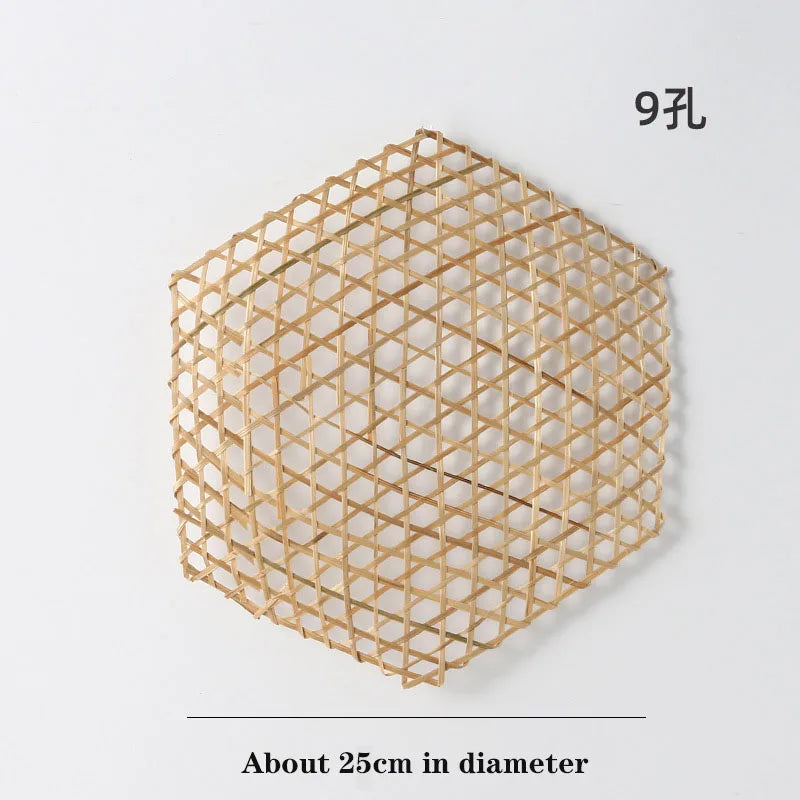 3pcs Hexagonal Bamboo Woven Bamboo Net Meal Mat Bamboo Steaming Mat Kindergarten Manual DIY Pendant Display Christmas Decoration Chef's Market