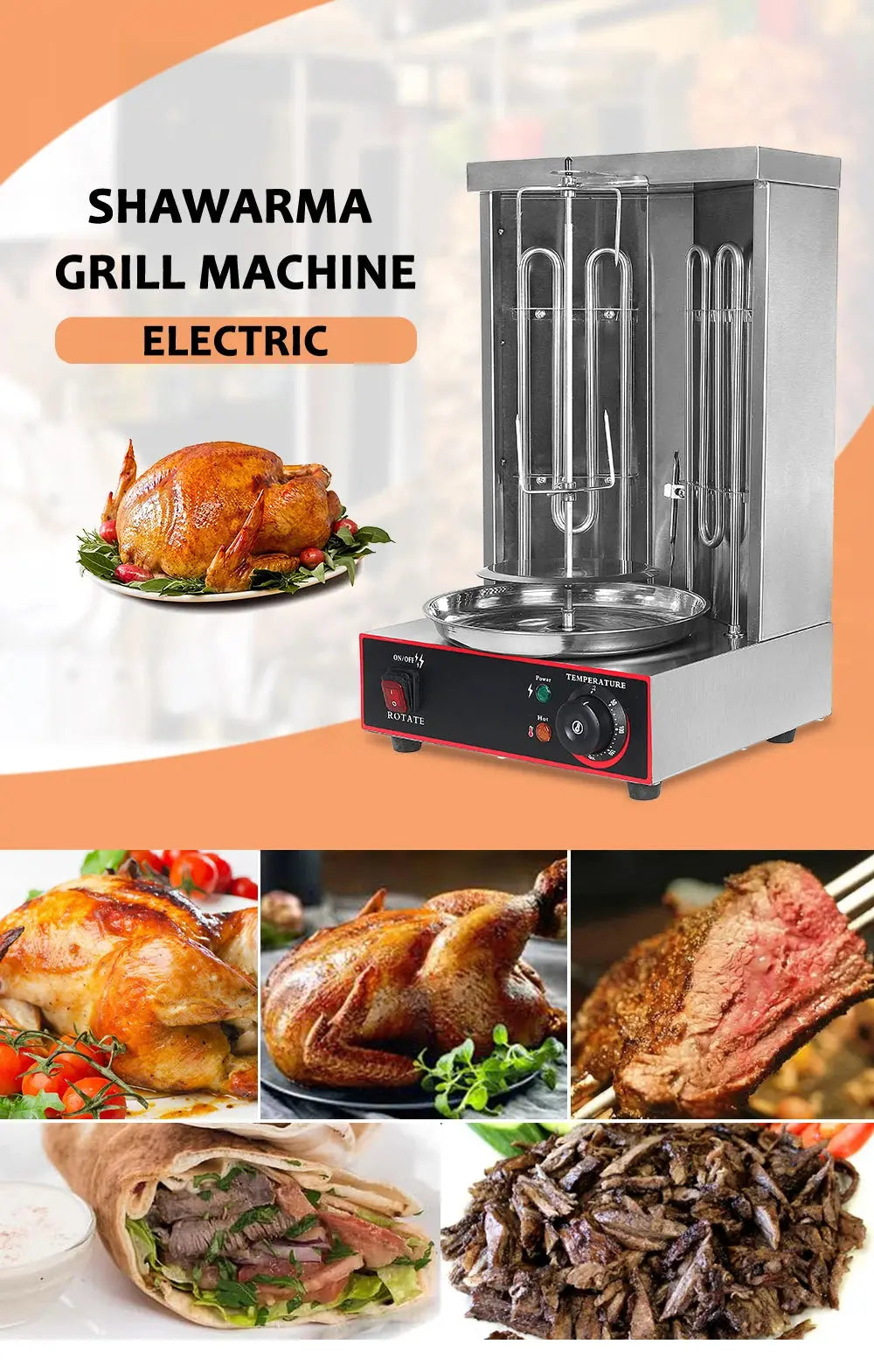 ITOP Electric Doner Kebab Grill Shawarma Machine Automatic Rotating BBQ Grill For Commercial Household Heating Pipe colegio culinario de morelia