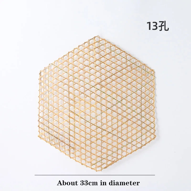 3pcs Hexagonal Bamboo Woven Bamboo Net Meal Mat Bamboo Steaming Mat Kindergarten Manual DIY Pendant Display Christmas Decoration Chef's Market