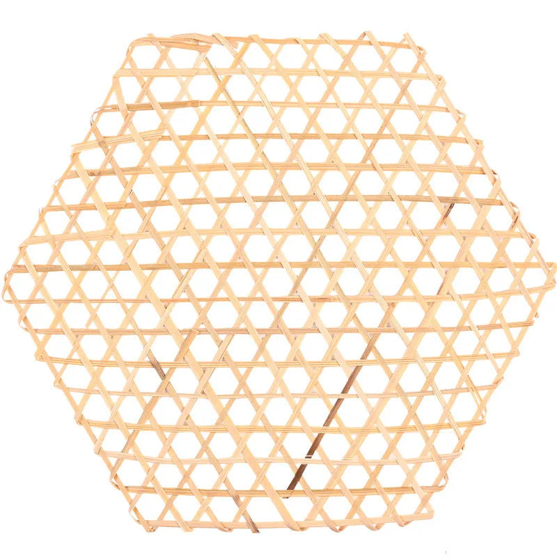 3pcs Hexagonal Bamboo Woven Bamboo Net Meal Mat Bamboo Steaming Mat Kindergarten Manual DIY Pendant Display Christmas Decoration Chef's Market