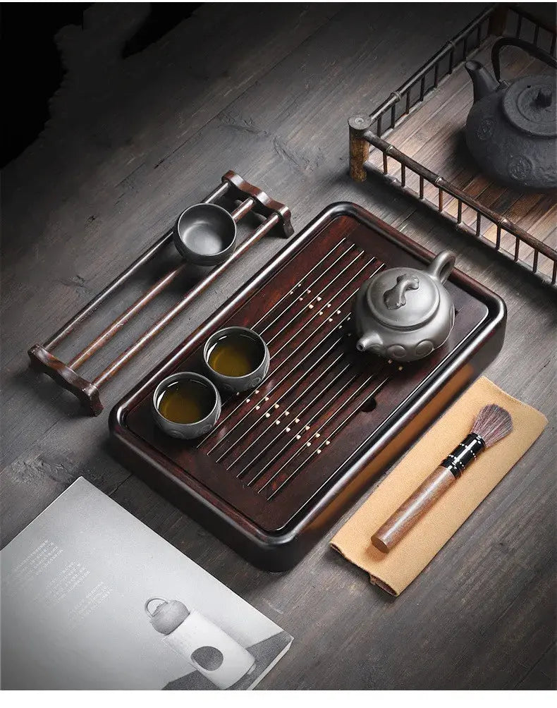 Black Ebony Tea Tray Household Solid Wooden Tea Tray Drainage Water Storage Tea Board Chinese Tea Table Decor Home Accessories colegio culinario de morelia