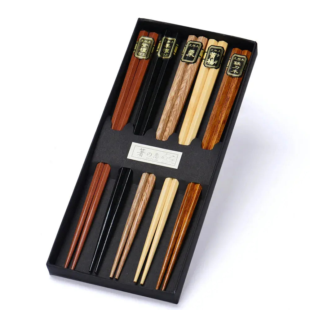 5 Pair Janpanese Korean Food Wooden Chopsticks Reusable Natural Beech Chopsticks Chinese Set Palillos Japanese Gift Pack colegio culinario de morelia