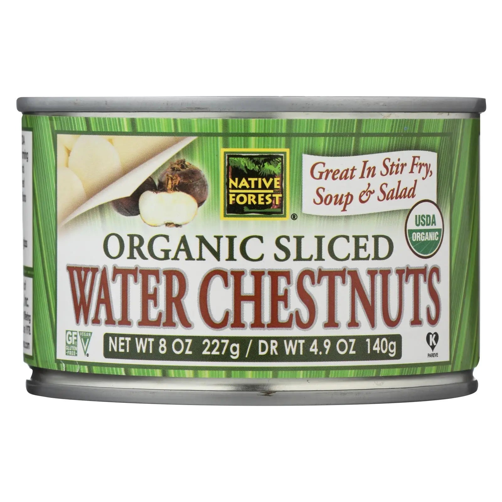 UD2 Native Forest Organic Sliced Water Chestnuts 8 oz Case Fresh Vegetables Chef's Market