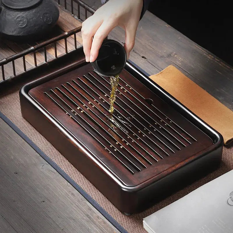 Black Ebony Tea Tray Household Solid Wooden Tea Tray Drainage Water Storage Tea Board Chinese Tea Table Decor Home Accessories colegio culinario de morelia