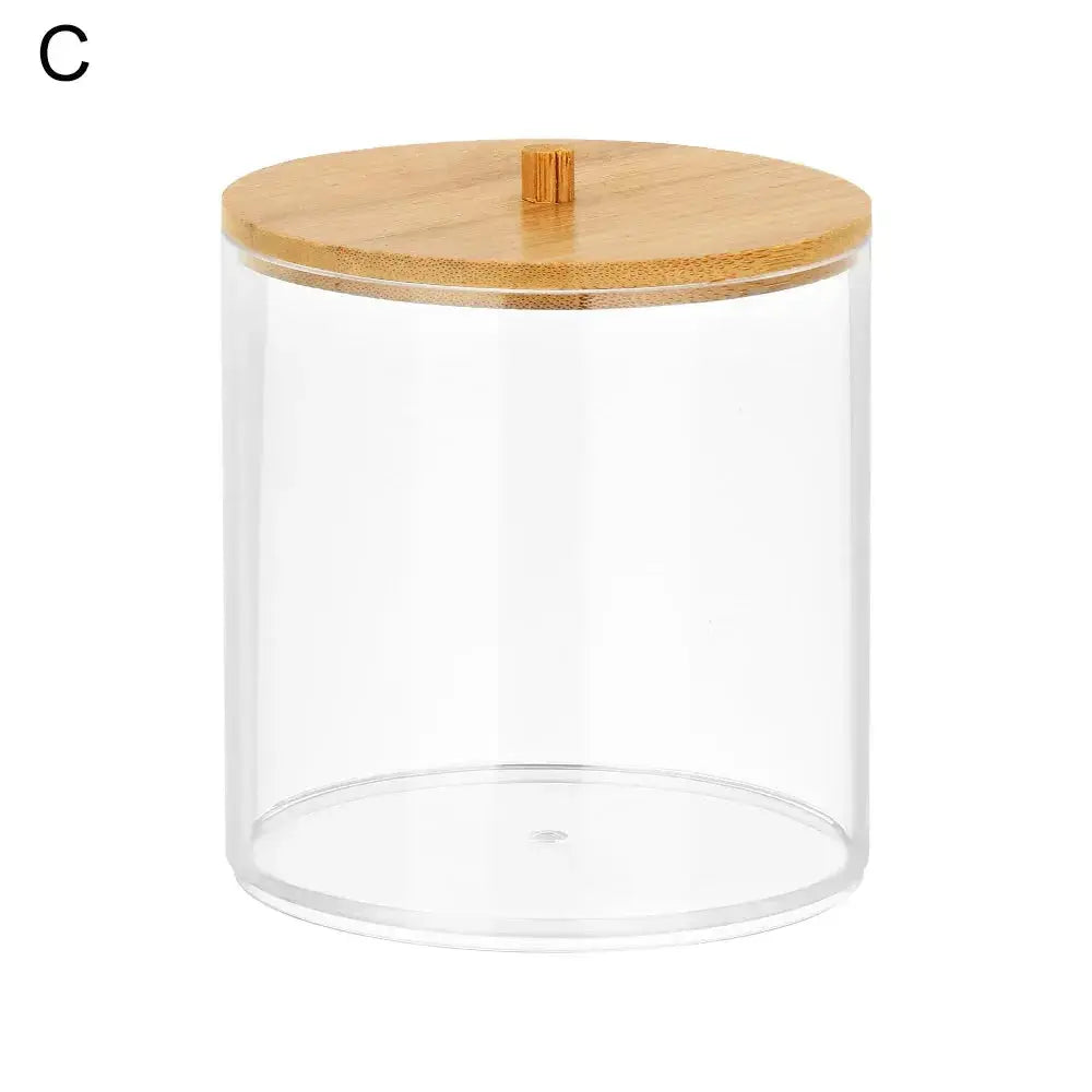 1Pc Acrylic Multifunctional Makeup Cotton Pad Organizer Storage Box For Cotton Swabs Rod Bathroom Qtip Container with Bamboo Lid colegio culinario de morelia