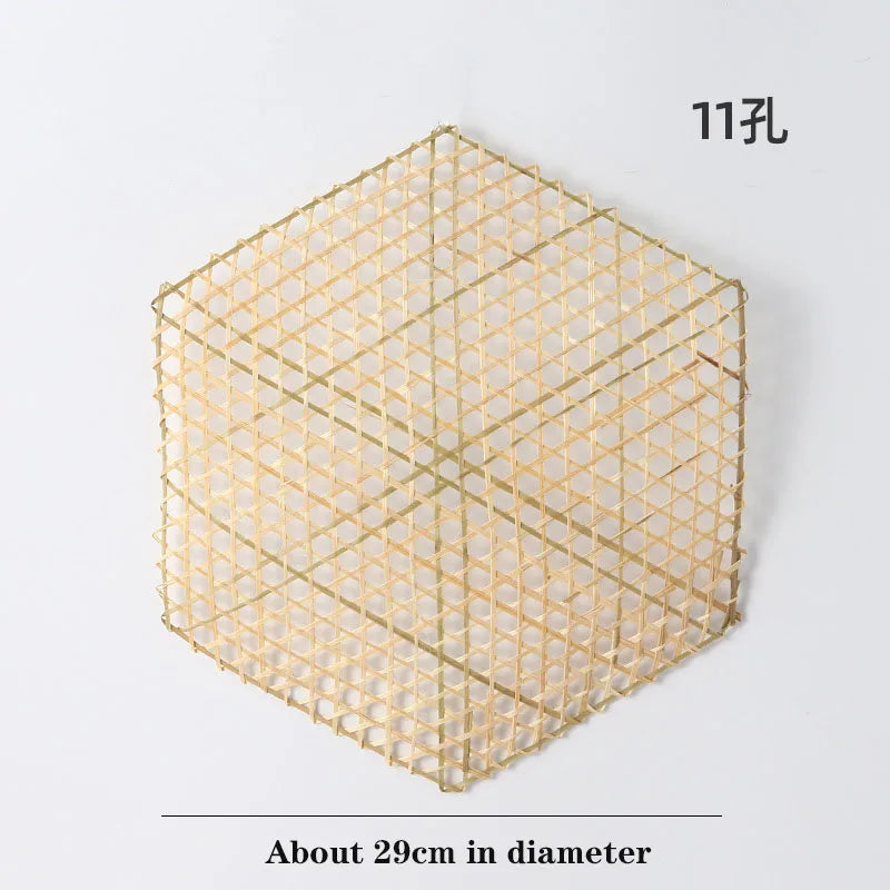 3pcs Hexagonal Bamboo Woven Bamboo Net Meal Mat Bamboo Steaming Mat Kindergarten Manual DIY Pendant Display Christmas Decoration Chef's Market