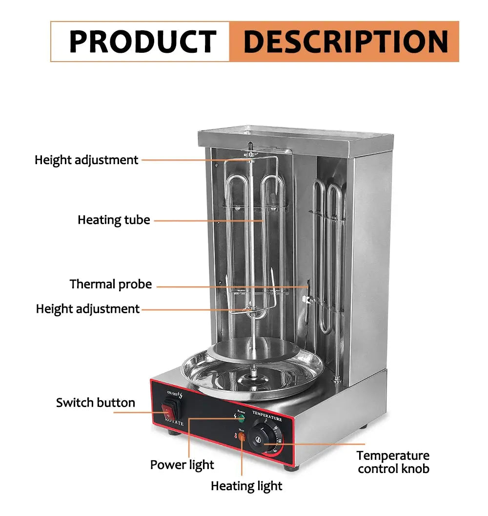 ITOP Electric Doner Kebab Grill Shawarma Machine Automatic Rotating BBQ Grill For Commercial Household Heating Pipe colegio culinario de morelia
