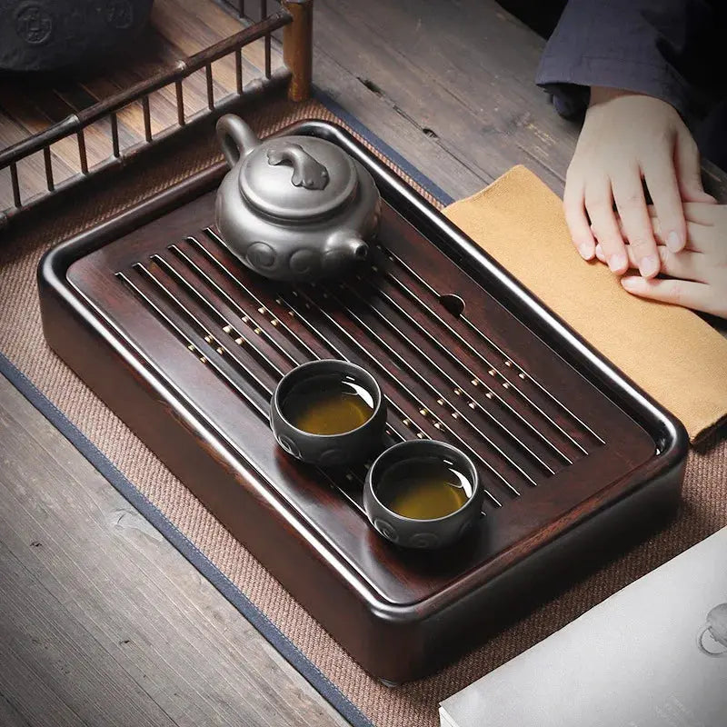 Black Ebony Tea Tray Household Solid Wooden Tea Tray Drainage Water Storage Tea Board Chinese Tea Table Decor Home Accessories colegio culinario de morelia