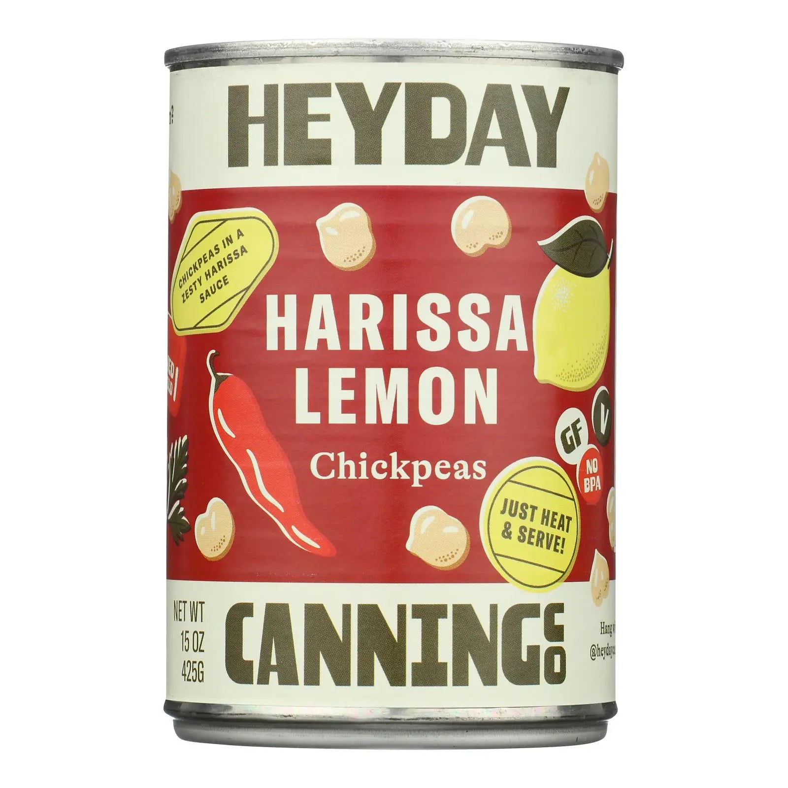 UD2 Heyday Canning Co. Organic 12-15 oz Bulk Chickpeas Kabuli Desi Chickpeas Roasted and Lemon Harissa Flavored Chef's Market