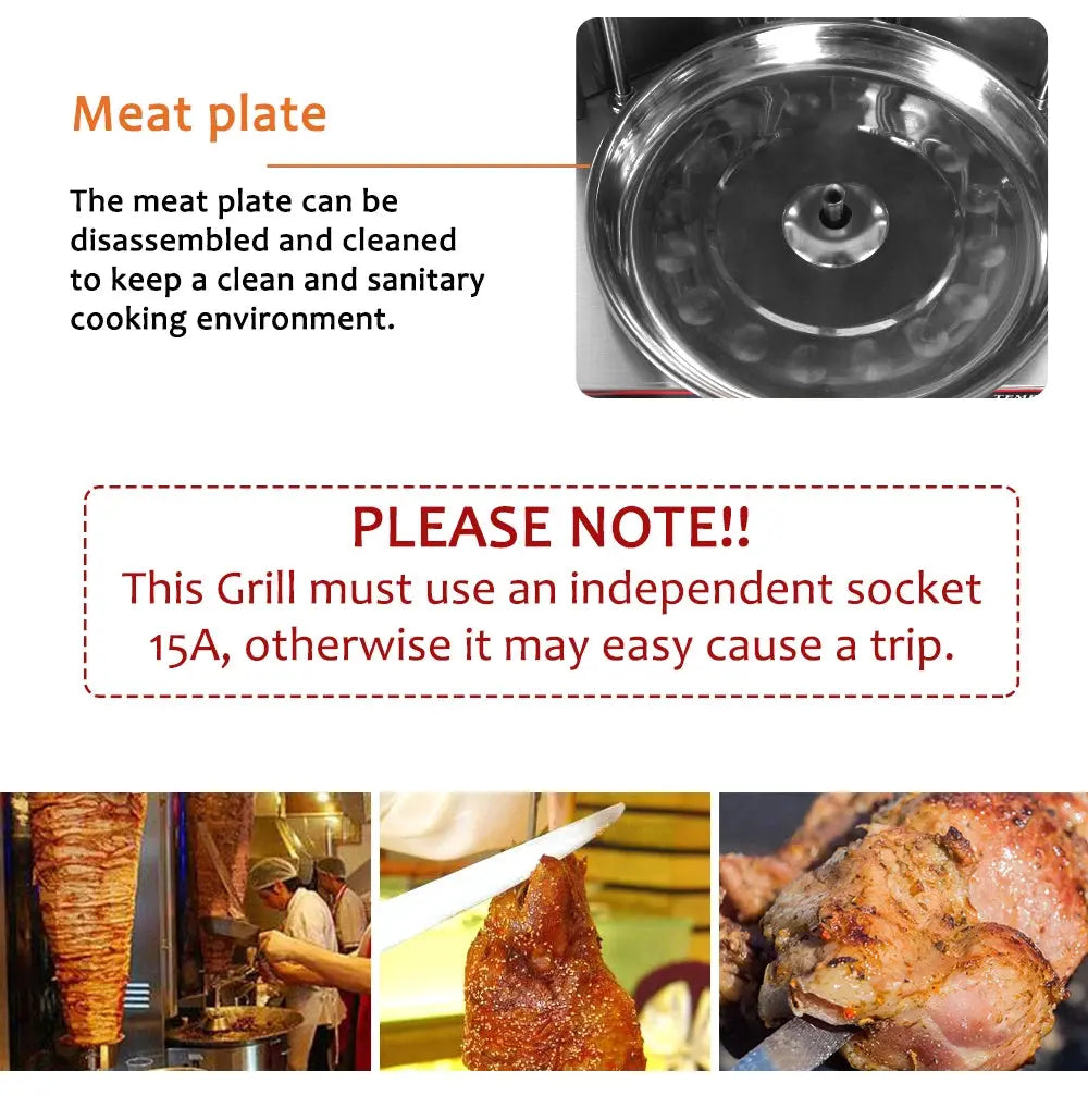 ITOP Electric Doner Kebab Grill Shawarma Machine Automatic Rotating BBQ Grill For Commercial Household Heating Pipe colegio culinario de morelia