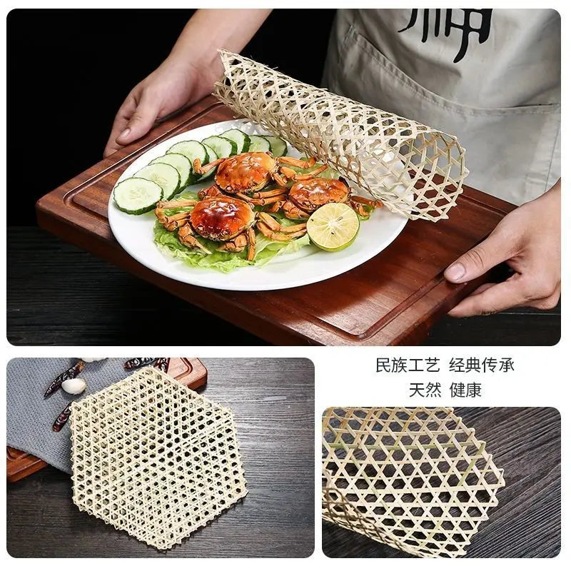 3pcs Hexagonal Bamboo Woven Bamboo Net Meal Mat Bamboo Steaming Mat Kindergarten Manual DIY Pendant Display Christmas Decoration Chef's Market