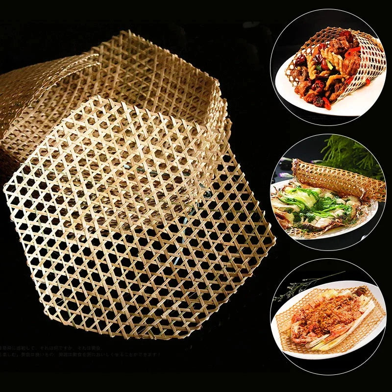 3pcs Hexagonal Bamboo Woven Bamboo Net Meal Mat Bamboo Steaming Mat Kindergarten Manual DIY Pendant Display Christmas Decoration Chef's Market