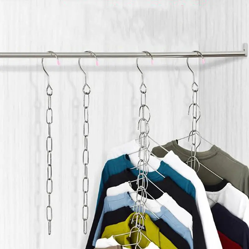 Hanger Hanging Hole Clothes Chain Stainless Steel Hanging Chain Hooks Storage Cloth Closet Hangers Shirts Tidy Save Home Space colegio culinario de morelia