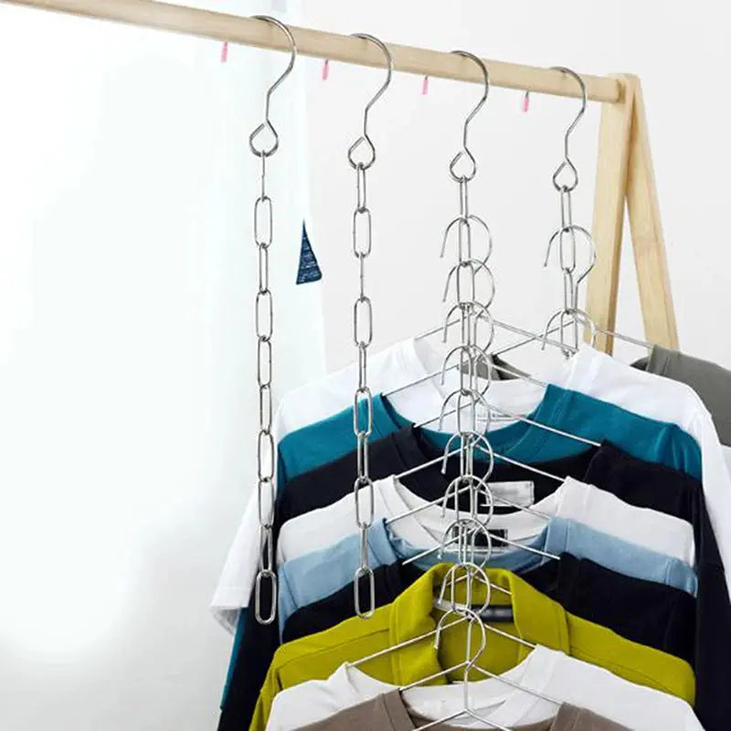 Hanger Hanging Hole Clothes Chain Stainless Steel Hanging Chain Hooks Storage Cloth Closet Hangers Shirts Tidy Save Home Space colegio culinario de morelia