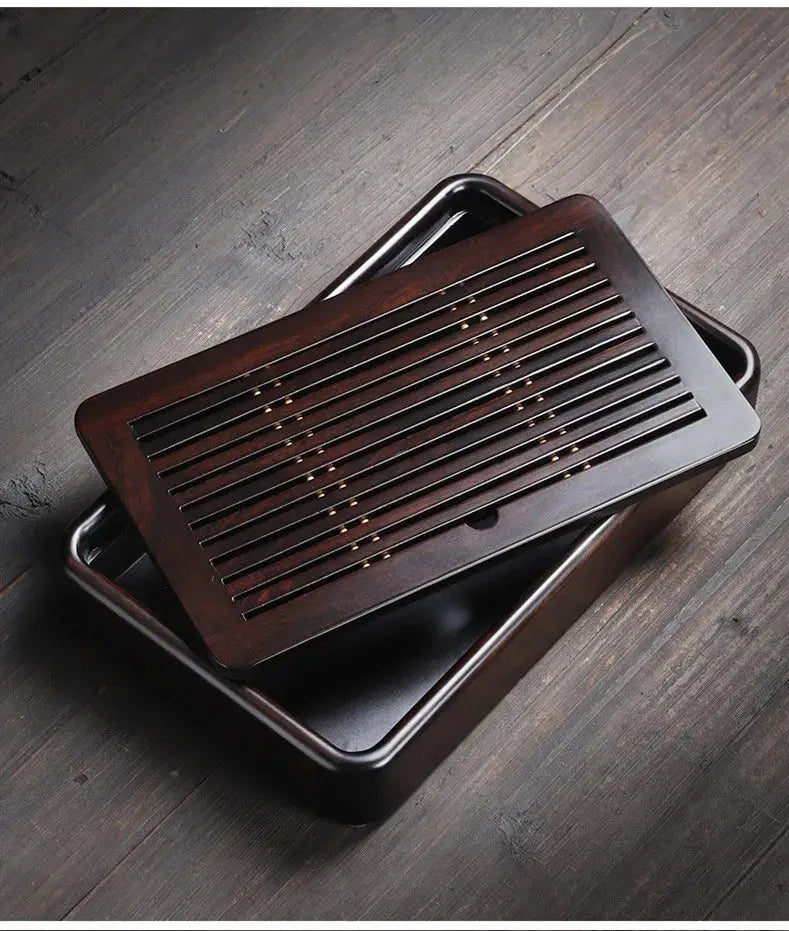 Black Ebony Tea Tray Household Solid Wooden Tea Tray Drainage Water Storage Tea Board Chinese Tea Table Decor Home Accessories colegio culinario de morelia