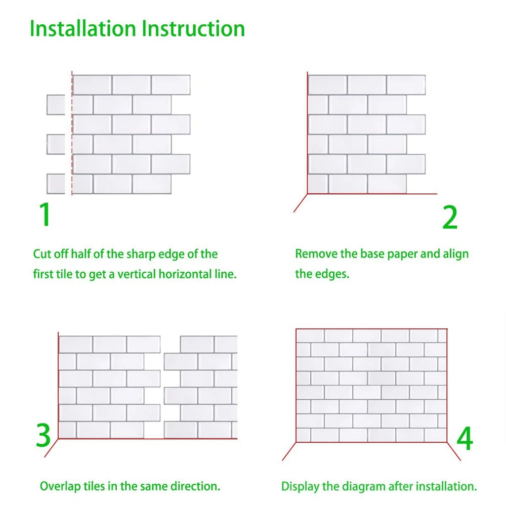 10 Pieces Peel and Stick Herringbone Wall Tiles DIY Kitchen Backsplash Big SIze Wall Sticker Waterproof Vinyl Wallpaper for Home Chef's Market