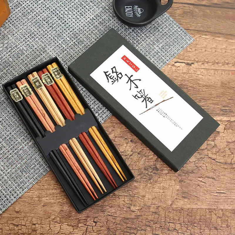 5 Pair Janpanese Korean Food Wooden Chopsticks Reusable Natural Beech Chopsticks Chinese Set Palillos Japanese Gift Pack colegio culinario de morelia