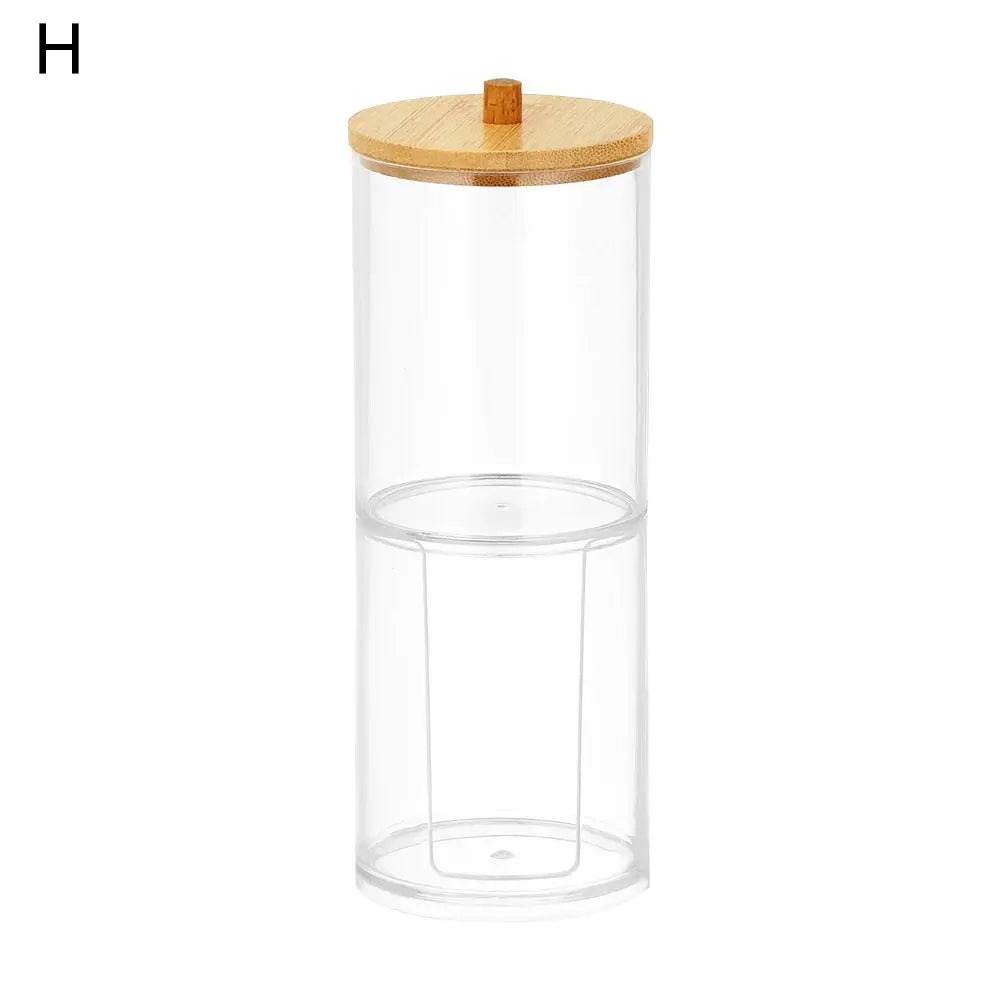 1Pc Acrylic Multifunctional Makeup Cotton Pad Organizer Storage Box For Cotton Swabs Rod Bathroom Qtip Container with Bamboo Lid colegio culinario de morelia
