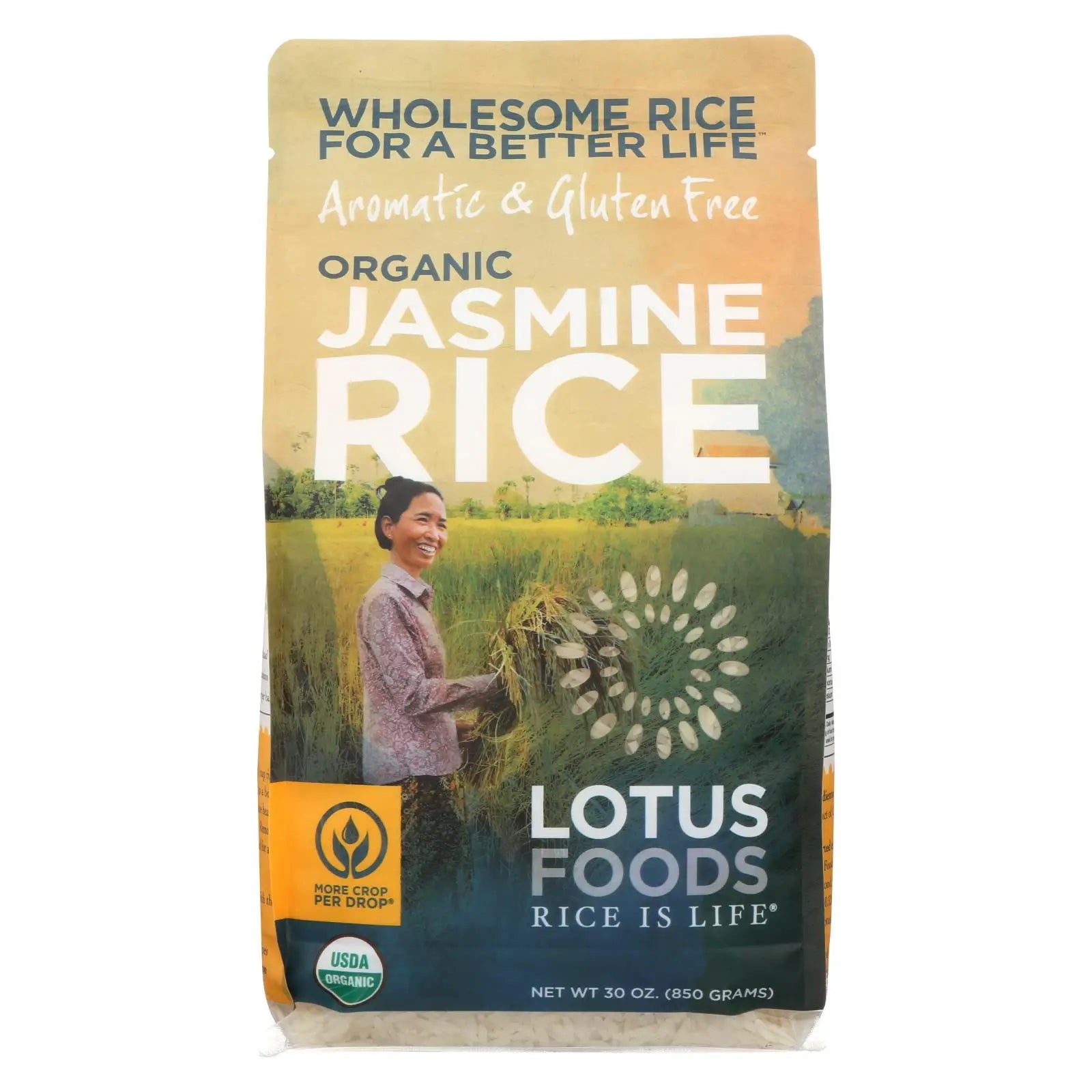 UD2 Lotus Foods Organic Jasmine White Instant Rice Case of 6 30 oz Each Chef's Market