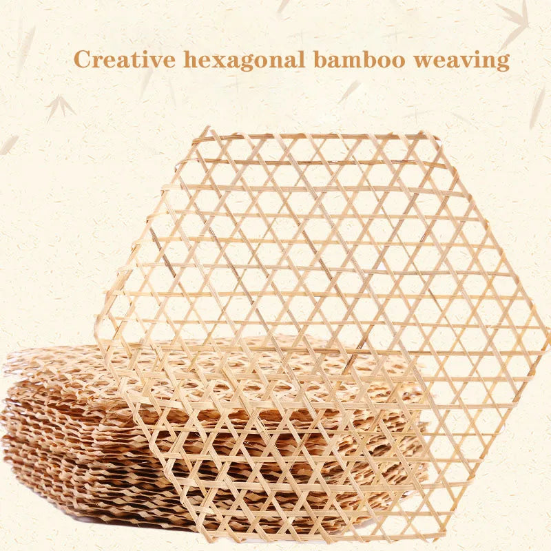 3pcs Hexagonal Bamboo Woven Bamboo Net Meal Mat Bamboo Steaming Mat Kindergarten Manual DIY Pendant Display Christmas Decoration Chef's Market