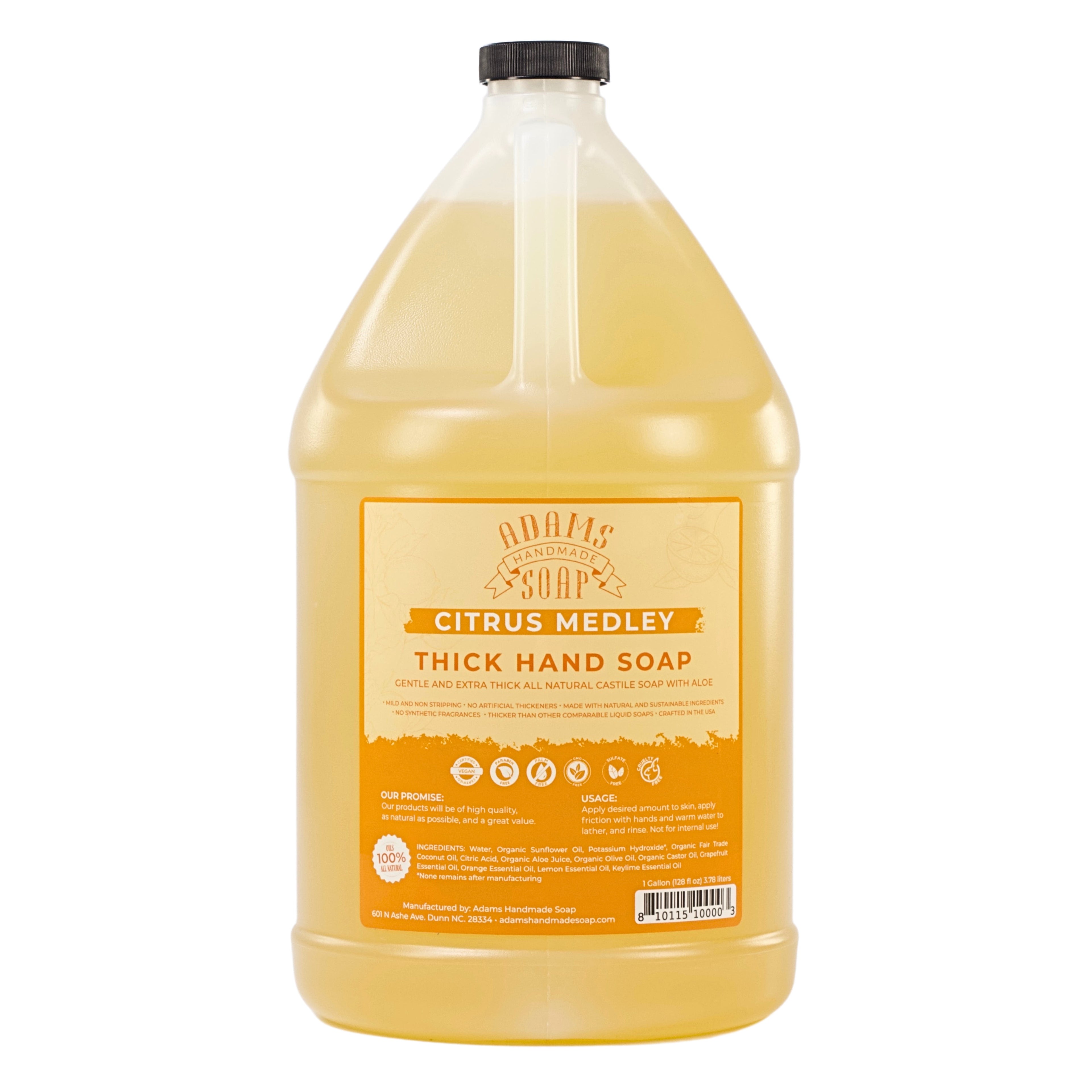 Citrus Medley Organic Liquid Castile Hand Soap 1 Gallon Refill