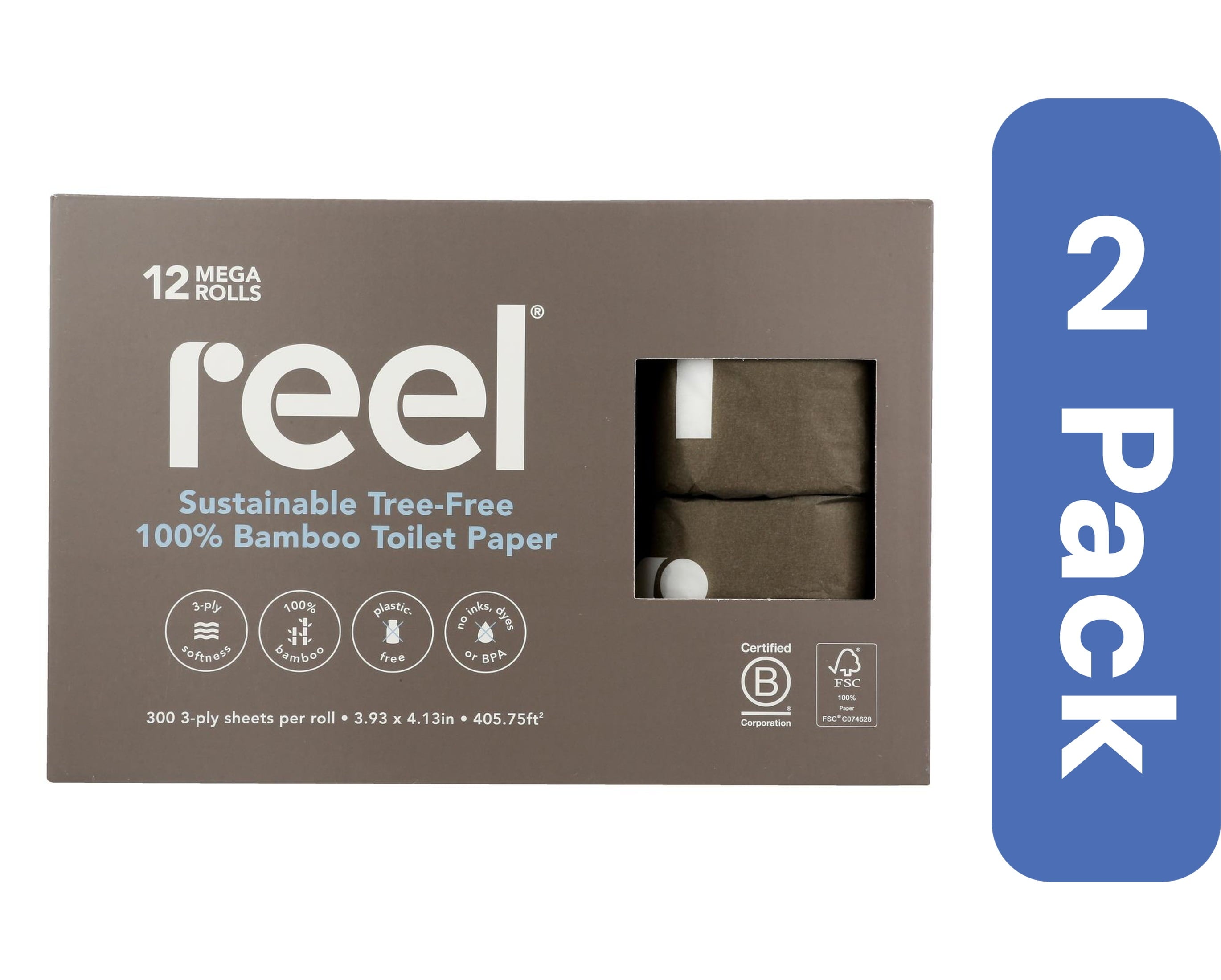 Paper Bamboo Bath Tissue 3-Ply 12 Pack (Pack of 2)