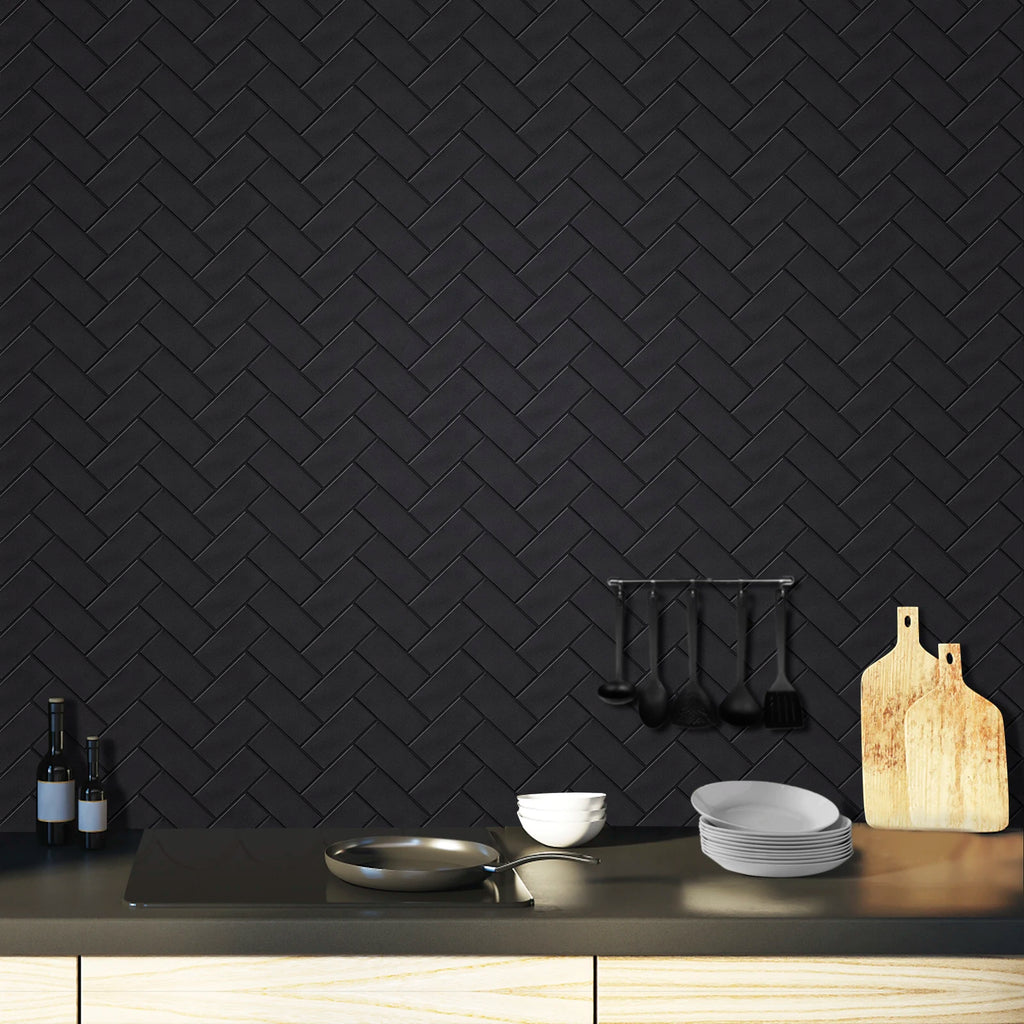 10 Pieces Peel and Stick Herringbone Wall Tiles DIY Kitchen Backsplash Big SIze Wall Sticker Waterproof Vinyl Wallpaper for Home Chef's Market