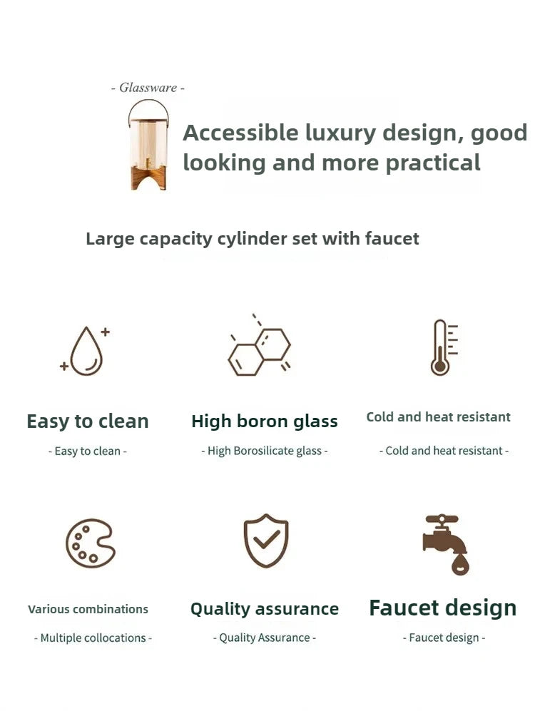 Glass Cold Kettle High-Temperature Resistant Commercial Juice Tank for Home Use Summer Beverage Storage for Kitchen & Bar Chef's Market