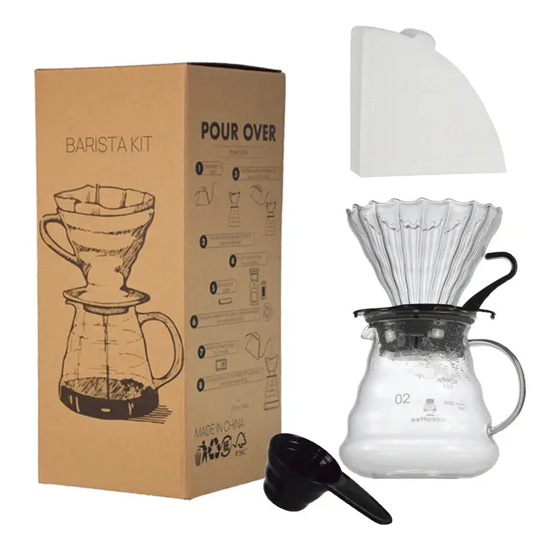 Household All in One Pour Over Barista Coffee Server Dripper Paper Filters Set Maker coffee accessories barista colegio culinario de morelia