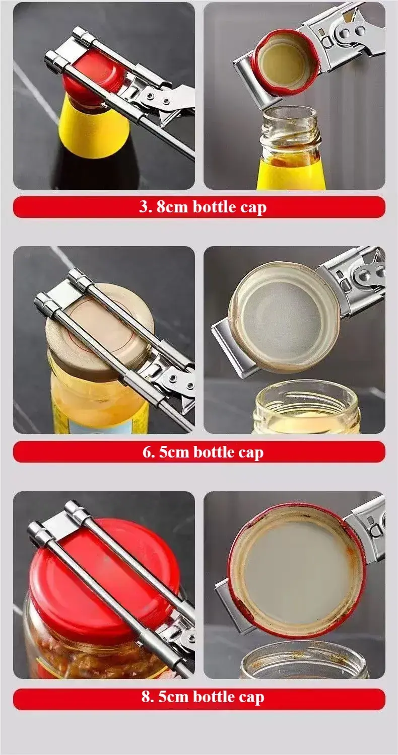 Can Opener Adjustable Stainless Steel Non-Slip Multifunction Manual Jar Bottle Bottle Lid Opener Gadget Home Gadgets Accessories colegio culinario de morelia