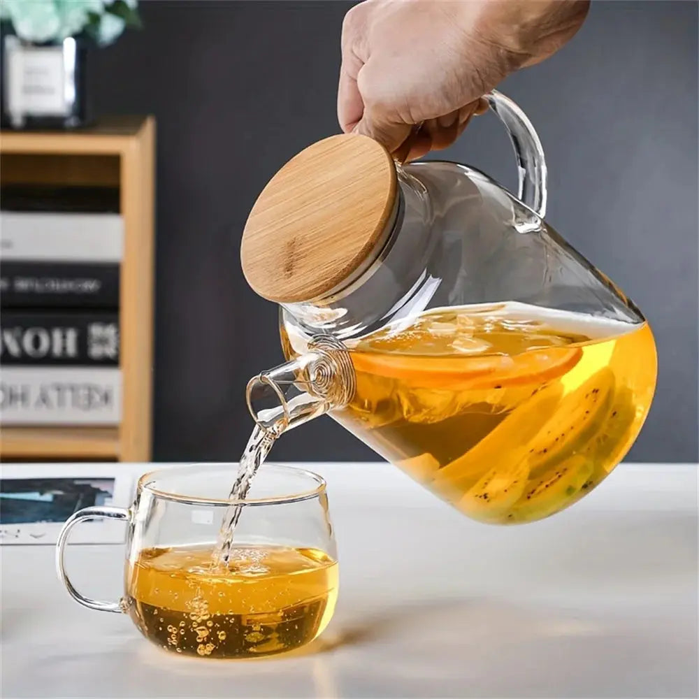 1L/1.8L Large Capacity Glass Teapot High Temperature Resistant Kettle for Steamed Juice Fruit & Iced Tea Home Kitchen Access colegio culinario de morelia