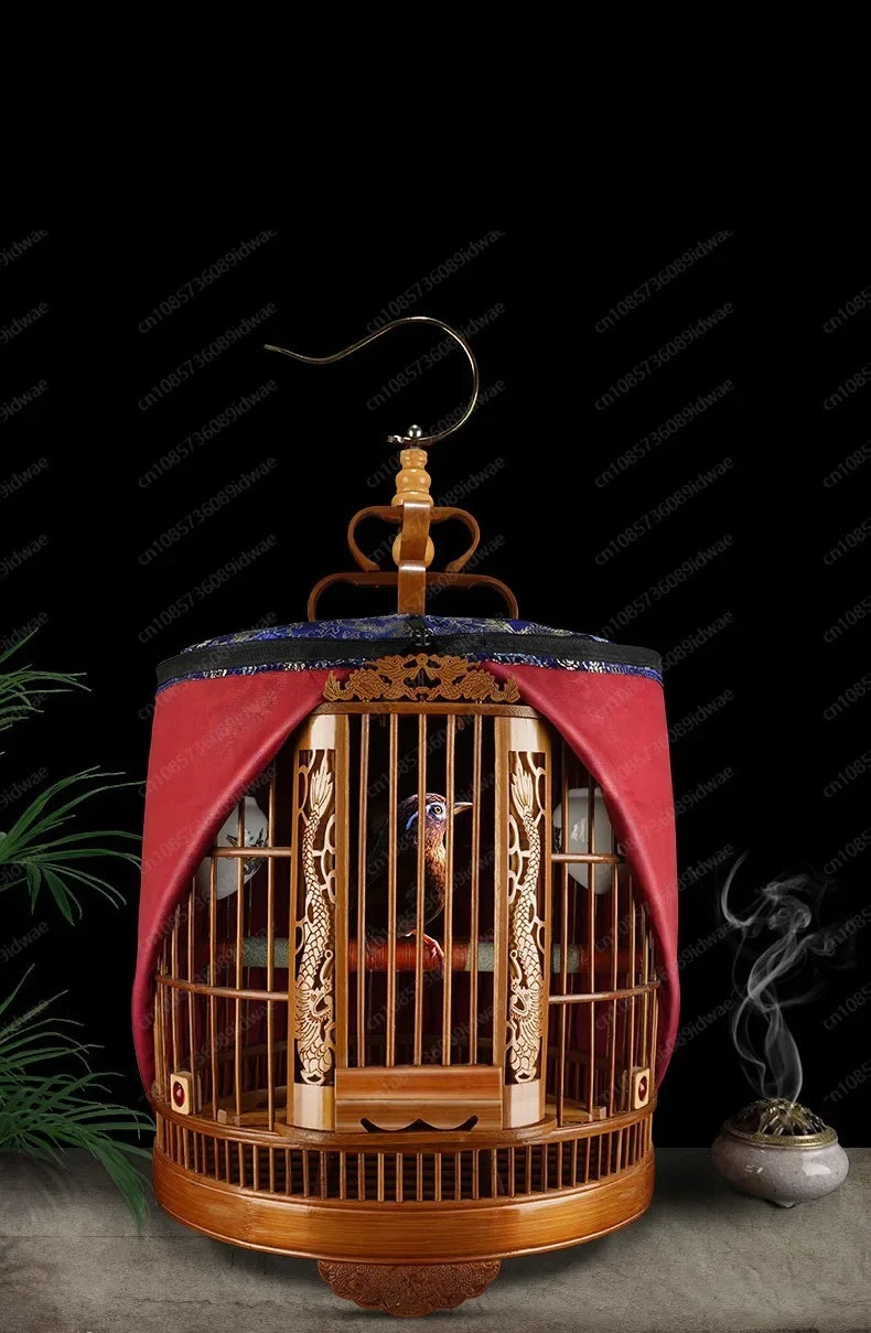 Bamboo cage with painted eyebrows for parrots, large size for household use, complete set of bamboo cages, old bamboo Chef's Market