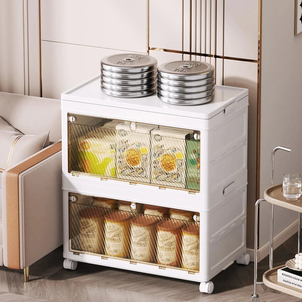 1/2/3/4/5 Layer Folding Storage Cabinet Storages Cabinet Waterproof Dustproof With Swivel Wheel Kitchen Bedroom Living Room colegio culinario de morelia