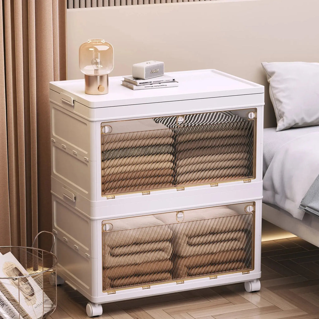 1/2/3/4/5 Layer Folding Storage Cabinet Storages Cabinet Waterproof Dustproof With Swivel Wheel Kitchen Bedroom Living Room colegio culinario de morelia