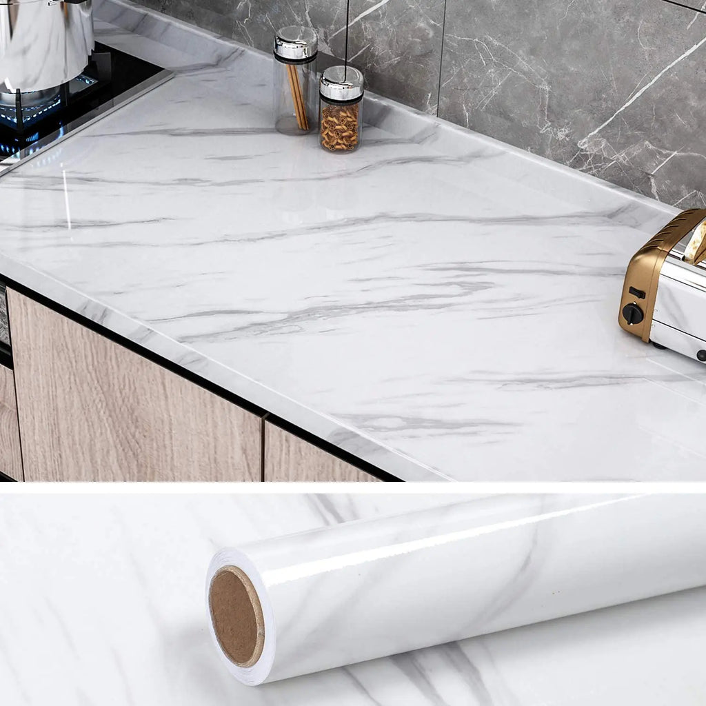Width Marble Wallpaper Contact Paper Waterproof Oil-proof Wall Stickers PVC Self Adhesive Kitchen Ambry Countertop Home Decor Chef's Market