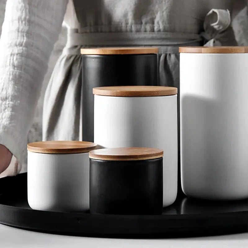 European Ceramic Storage Jar Canister Minimalist Style Kitchen Sealed Grain Dispenser Home Coffee Tea Sugar Container Organizer colegio culinario de morelia