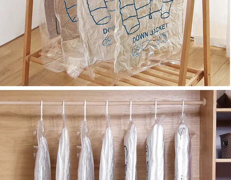 Hanging Vacuum Storage Bags Space Saver Bags Vacuum Seal Storage Bag for Suits Dress Coats Jackets Closet Organizer and Storage colegio culinario de morelia